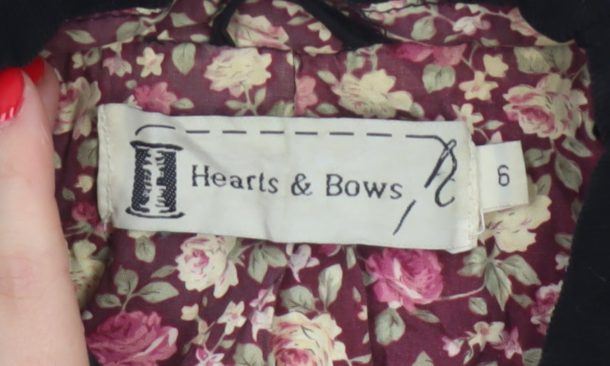 Hearts & Bows Women Black UK 6 Quilted Jacket Floral Lined