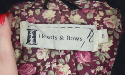 Hearts & Bows Women Black UK 6 Quilted Jacket Floral Lined