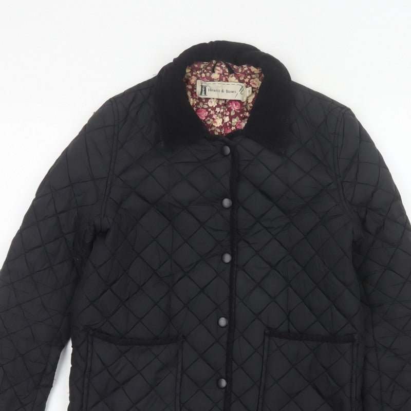 Hearts & Bows Women Black UK 6 Quilted Jacket Floral Lined