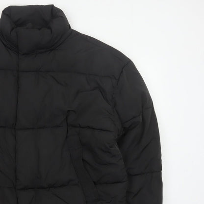 Zara Men Black XL Quilted Puffer Jacket Stand Collar