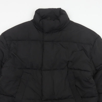 Zara Men Black XL Quilted Puffer Jacket Stand Collar