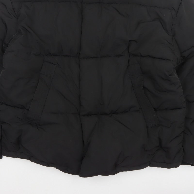 Zara Men Black XL Quilted Puffer Jacket Stand Collar