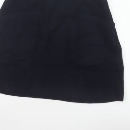 Massimo Dutti Women Navy Wool Blend UK 14 High Rise Pencil Mini Skirt