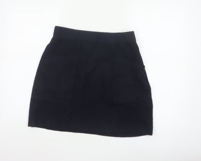 Massimo Dutti Women Navy Wool Blend UK 14 High Rise Pencil Mini Skirt