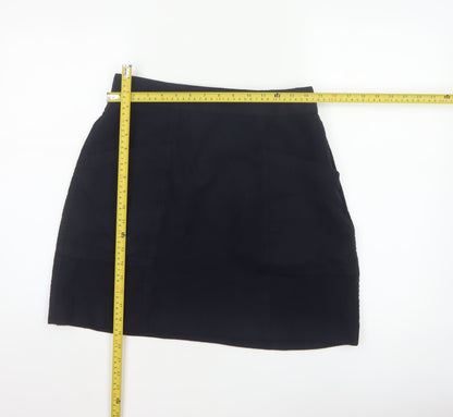 Massimo Dutti Women Navy Wool Blend UK 14 High Rise Pencil Mini Skirt