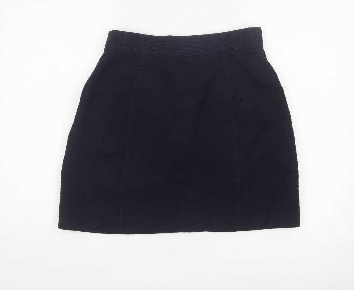 Massimo Dutti Women Navy Wool Blend UK 14 High Rise Pencil Mini Skirt