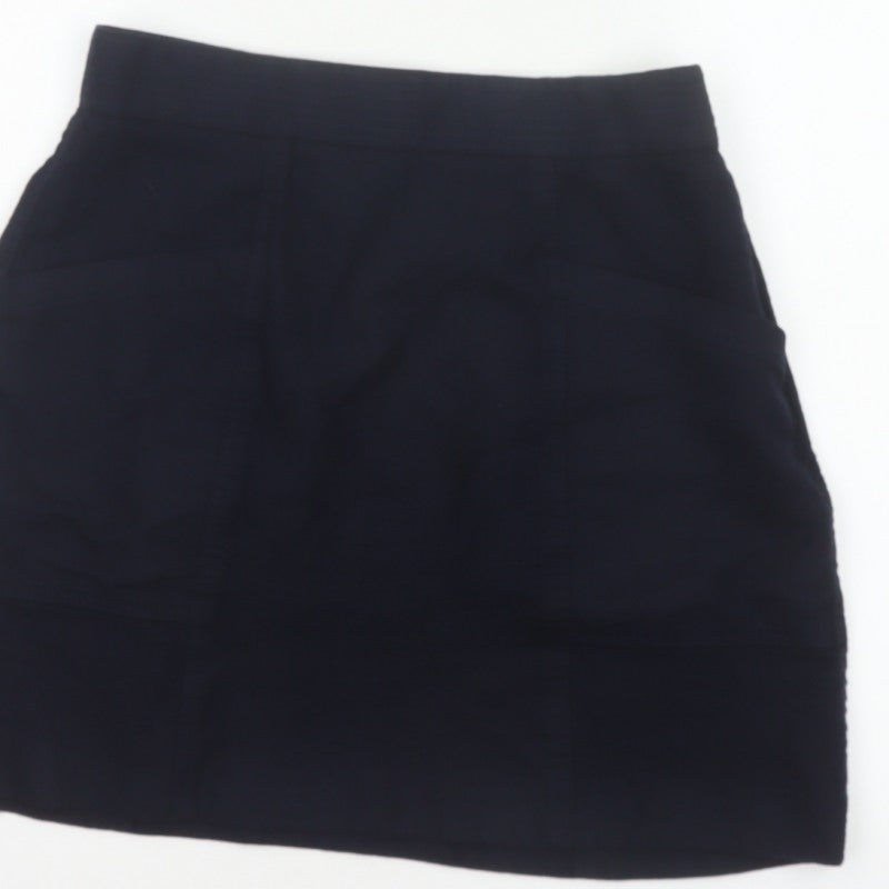 Massimo Dutti Women Navy Wool Blend UK 14 High Rise Pencil Mini Skirt