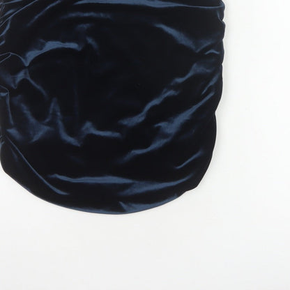 Misspap Women Blue UK 12 Satin Ruched Bandage Mini Skirt
