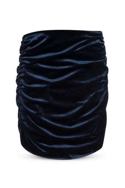Misspap Women Blue UK 12 Satin Ruched Bandage Mini Skirt