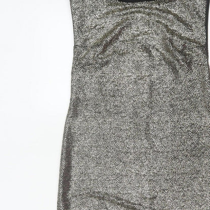 Topshop Women Gold Metallic Bodycon Knee Length Dress UK 12