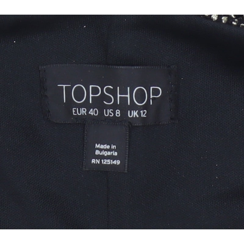 Topshop Women Gold Metallic Bodycon Knee Length Dress UK 12