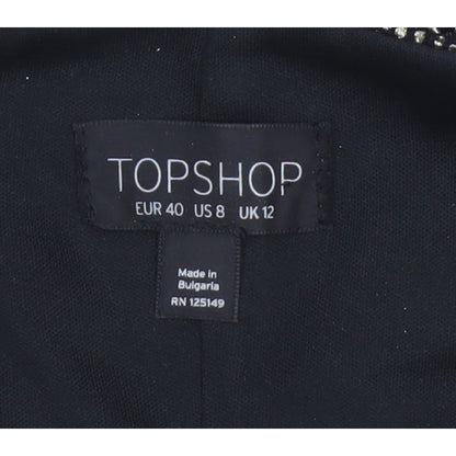 Topshop Women Gold Metallic Bodycon Knee Length Dress UK 12
