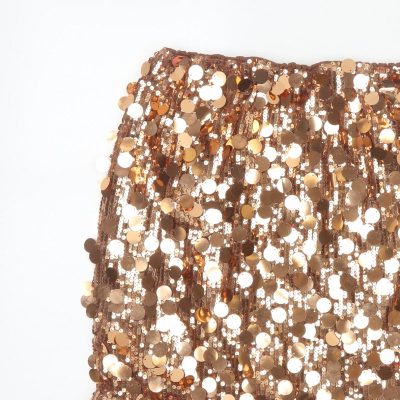 PrettyLittleThing Women’s Gold Sequin Mini Pencil Skirt UK 16