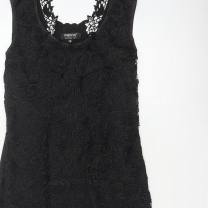 Pussycat London Women’s Black UK 12 Bodycon Floral Lace Dress