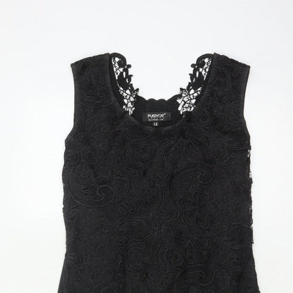 Pussycat London Women’s Black UK 12 Bodycon Floral Lace Dress