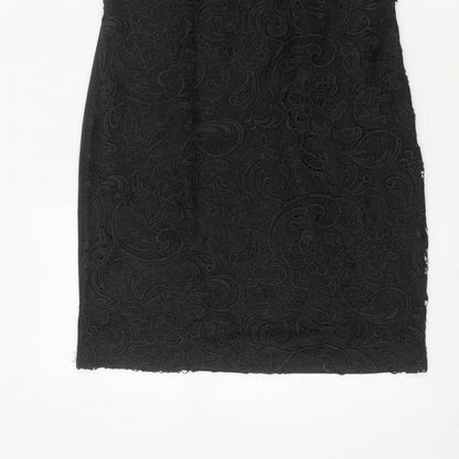Pussycat London Women’s Black UK 12 Bodycon Floral Lace Dress