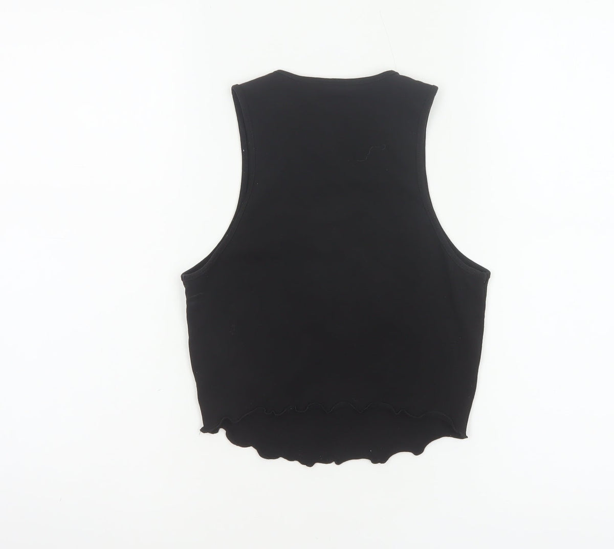 Juicy Couture Women Black XXS Rhinestone Logo Cropped Tank Top