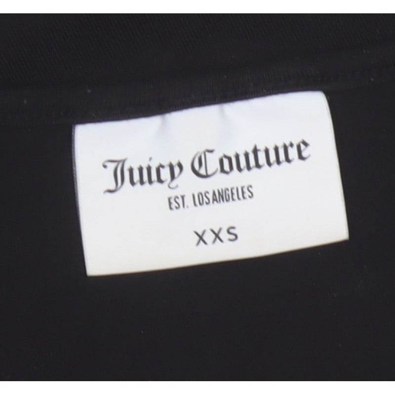 Juicy Couture Women Black XXS Rhinestone Logo Cropped Tank Top