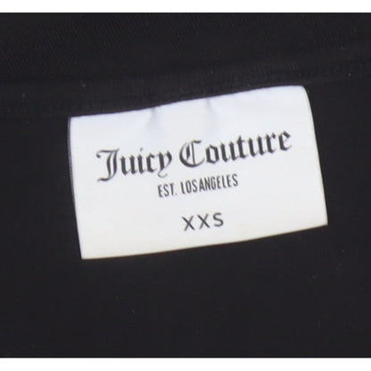 Juicy Couture Women Black XXS Rhinestone Logo Cropped Tank Top