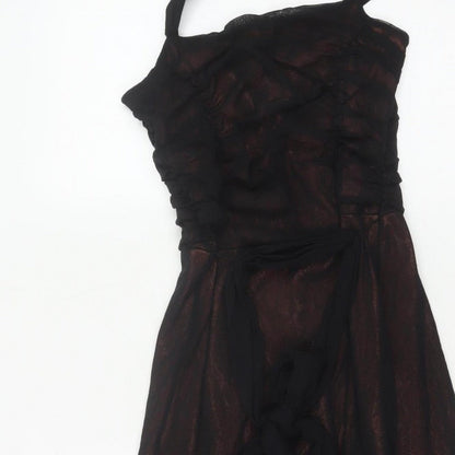 Marks & Spencer Women Black UK 12 Fit & Flare Ruched Party Dress