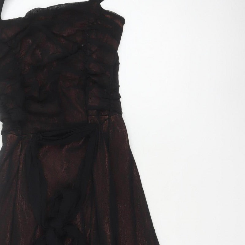 Marks & Spencer Women Black UK 12 Fit & Flare Ruched Party Dress