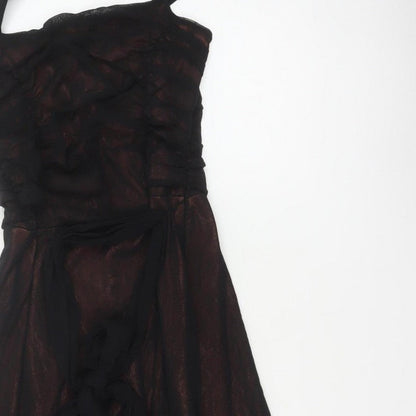 Marks & Spencer Women Black UK 12 Fit & Flare Ruched Party Dress