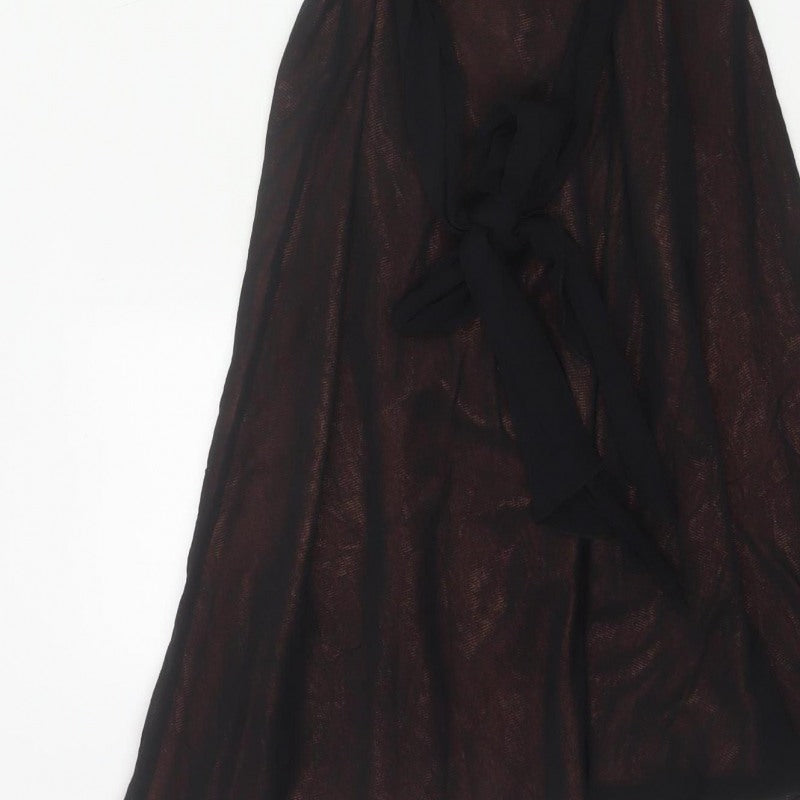 Marks & Spencer Women Black UK 12 Fit & Flare Ruched Party Dress