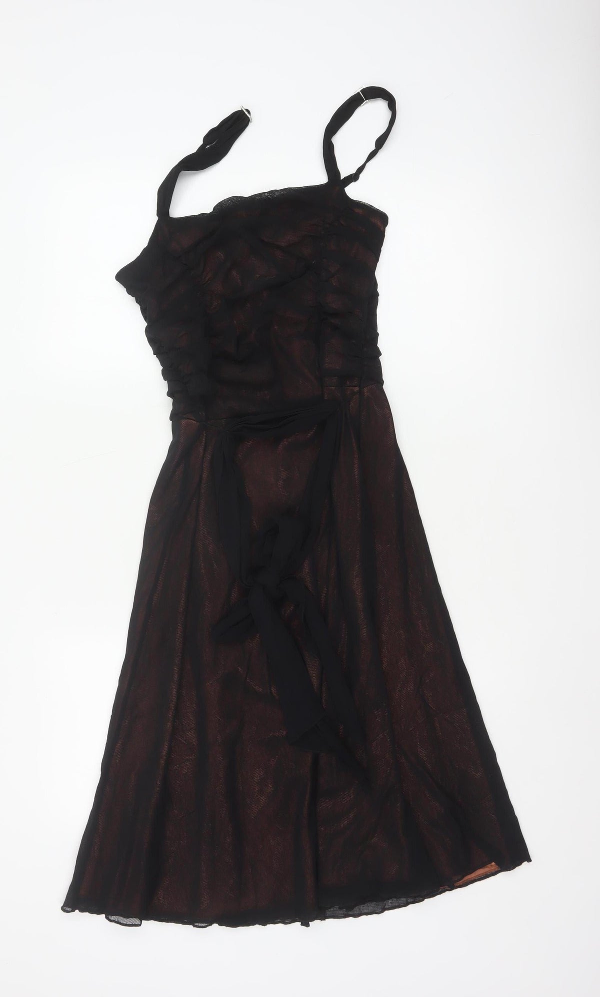 Marks & Spencer Women Black UK 12 Fit & Flare Ruched Party Dress