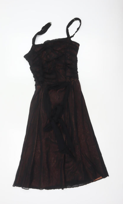 Marks & Spencer Women Black UK 12 Fit & Flare Ruched Party Dress