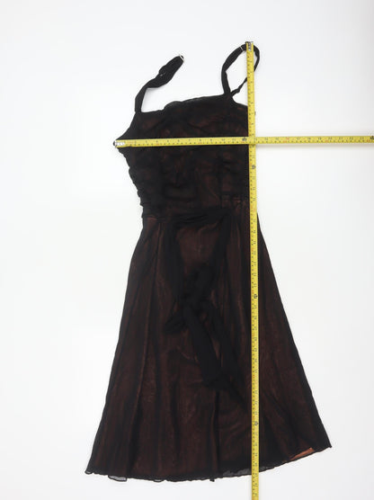 Marks & Spencer Women Black UK 12 Fit & Flare Ruched Party Dress