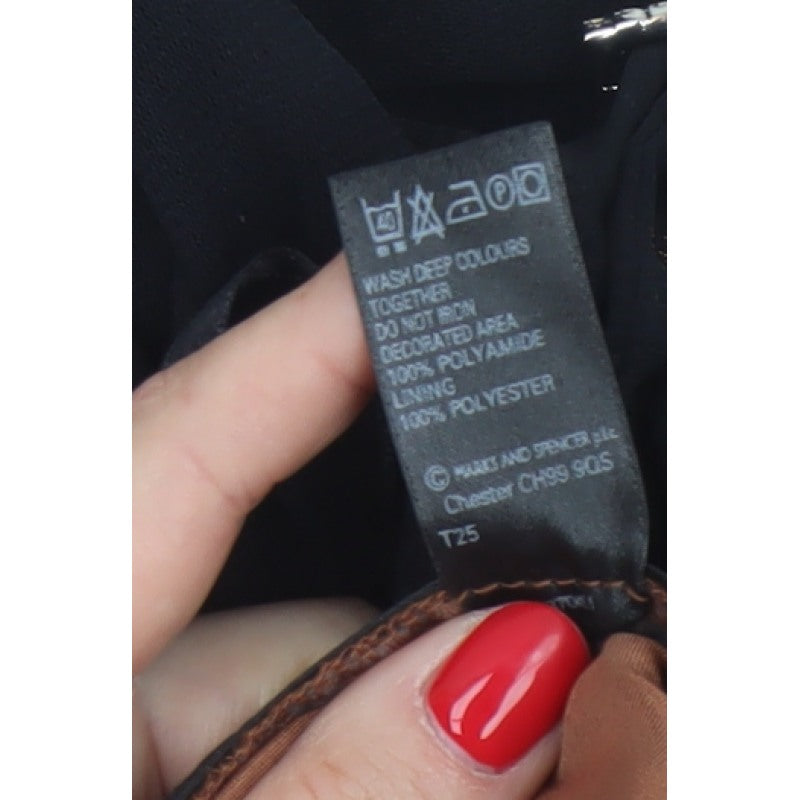 Marks & Spencer Women Black UK 12 Fit & Flare Ruched Party Dress