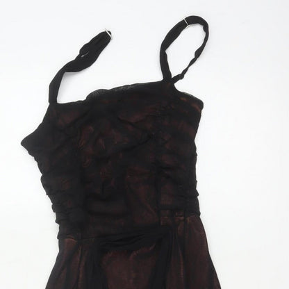 Marks & Spencer Women Black UK 12 Fit & Flare Ruched Party Dress