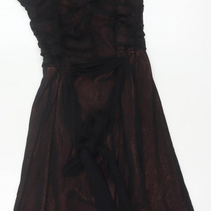 Marks & Spencer Women Black UK 12 Fit & Flare Ruched Party Dress