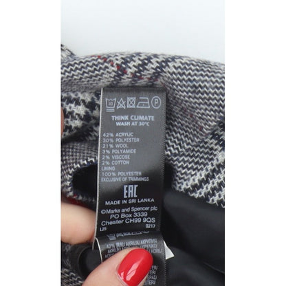 Marks and Spencer Women Grey UK 10 A-Line Plaid Button Mini Skirt