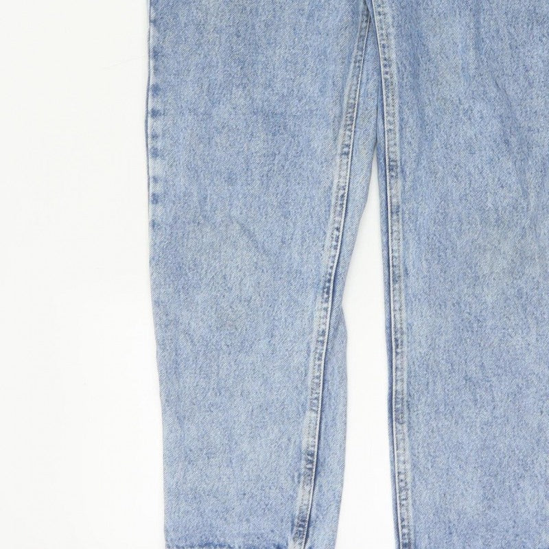Pull&Bear Women Blue High Rise Mom Jeans UK 10 Light Wash Denim