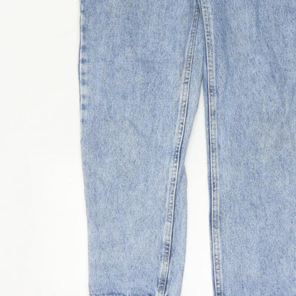 Pull&Bear Women Blue High Rise Mom Jeans UK 10 Light Wash Denim