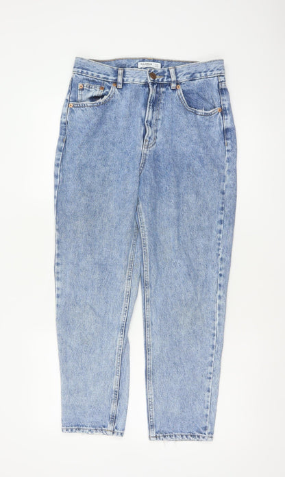 Pull&Bear Women Blue High Rise Mom Jeans UK 10 Light Wash Denim