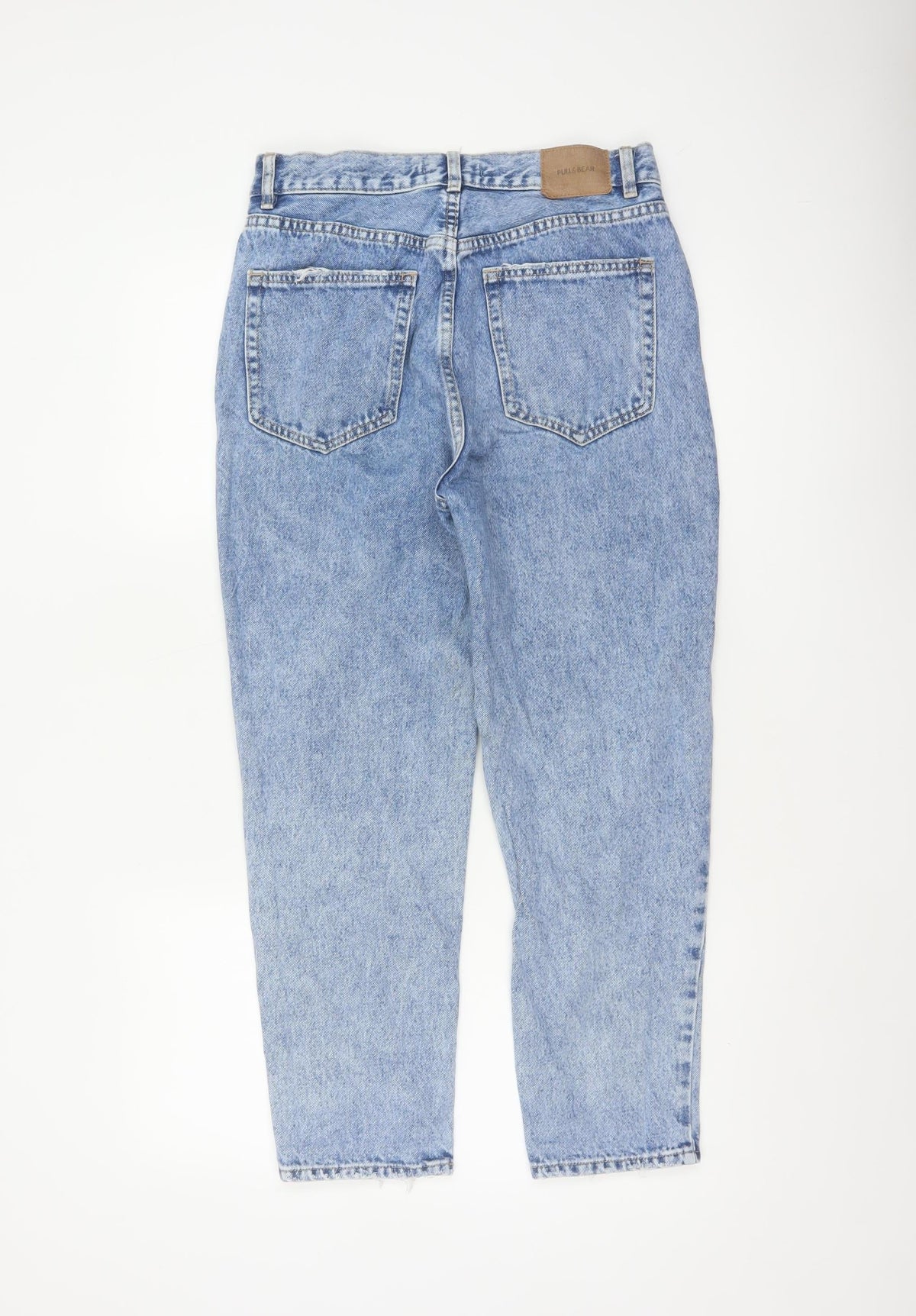Pull&Bear Women Blue High Rise Mom Jeans UK 10 Light Wash Denim