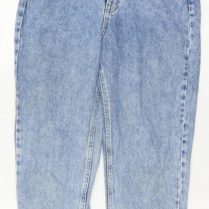 Pull&Bear Women Blue High Rise Mom Jeans UK 10 Light Wash Denim