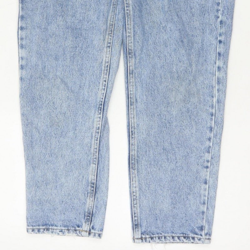 Pull&Bear Women Blue High Rise Mom Jeans UK 10 Light Wash Denim
