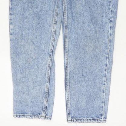 Pull&Bear Women Blue High Rise Mom Jeans UK 10 Light Wash Denim