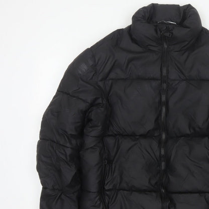 Zara Men Black M Puffer Jacket Quilted Full Zip Insulated