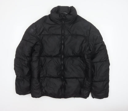 Zara Men Black M Puffer Jacket Quilted Full Zip Insulated