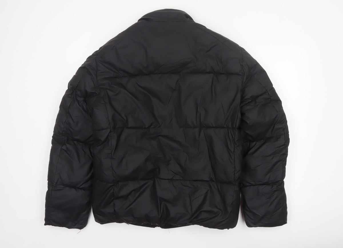 Zara Men Black M Puffer Jacket Quilted Full Zip Insulated