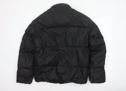 Zara Men Black M Puffer Jacket Quilted Full Zip Insulated