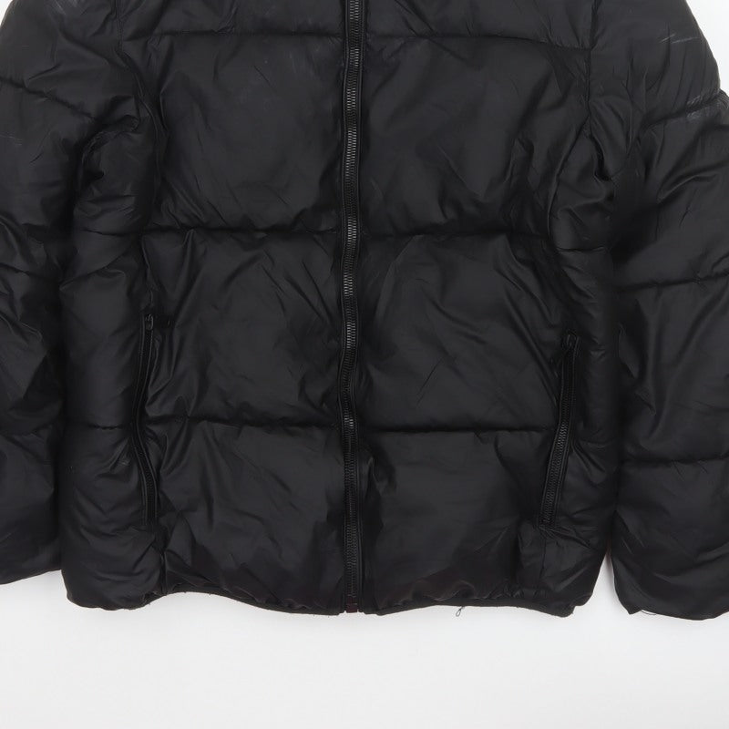 Zara Men Black M Puffer Jacket Quilted Full Zip Insulated