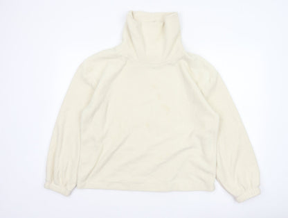 Gap Women Ivory Fleece High Neck Pullover Sweatshirt Size L