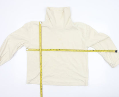 Gap Women Ivory Fleece High Neck Pullover Sweatshirt Size L