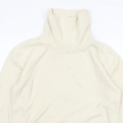 Gap Women Ivory Fleece High Neck Pullover Sweatshirt Size L