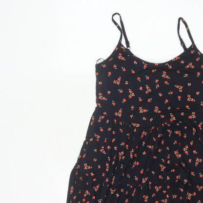 Red Herring Women’s Black Floral Skater Dress Size 10 Strappy